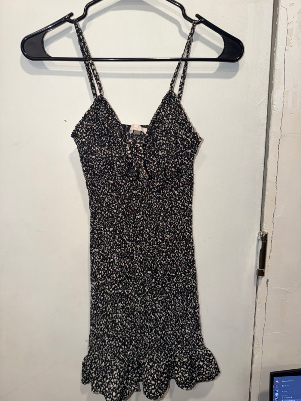 Blush Black & White Mini Dress with Ruffle Hem